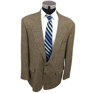 Regent Clothes Tweed Blazer Jacket Mens 46L Brown Sports Coat‎ 2 Buttons USA